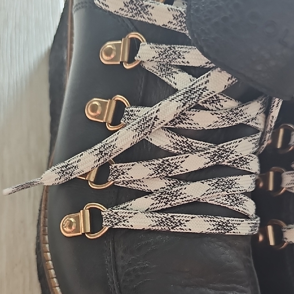 Cole Haan Waterproof Black Lace Up Wedge Boots - Picture 11 of 11